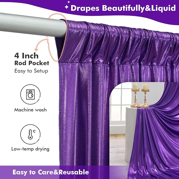 50x10ft Shimmer Purple Sequin Backdrop Curtain - Image 6