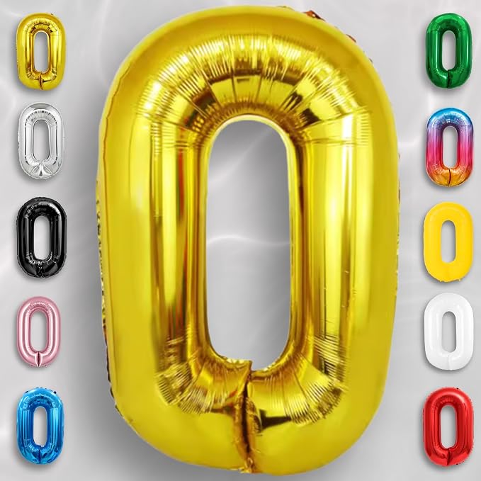 Gold Number Balloon 0 Mylar Foil Balloons 40 inch - Image 5