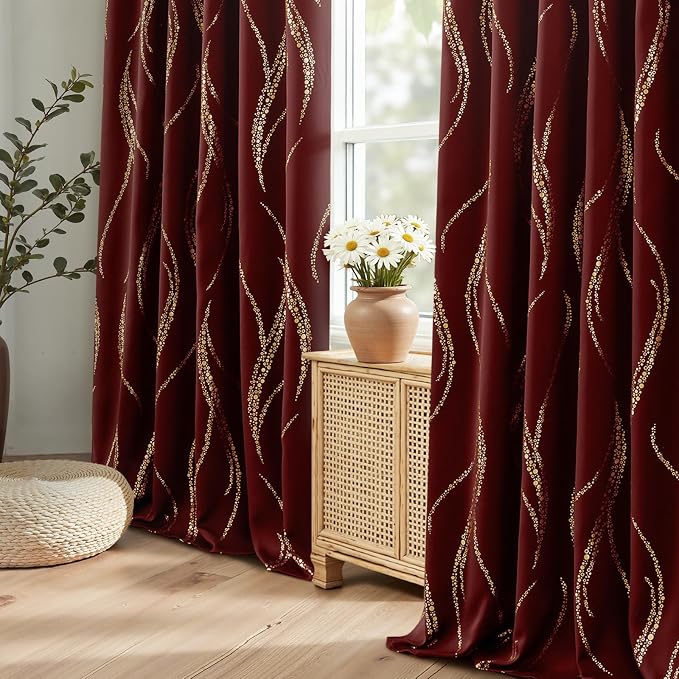 Yakamok Burgundy Blackout Curtains - Image 9