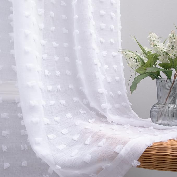 KOUFALL White Sheer Curtains 84 Inches Long by KOUFALL