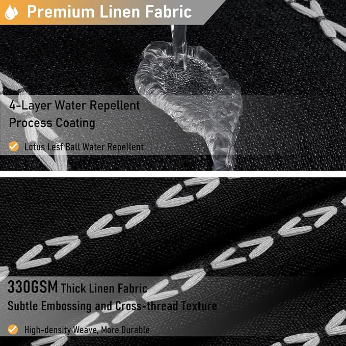 72x96 Extra Long Boho Linen Heavy Duty Shower Curtain Set, 330GSM Linen Blend - Image 4