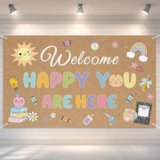 Tudomro Kraft Pastel Banner Back to School Backdrop Decor 73 x 43 Inch Kraft by Tudomro