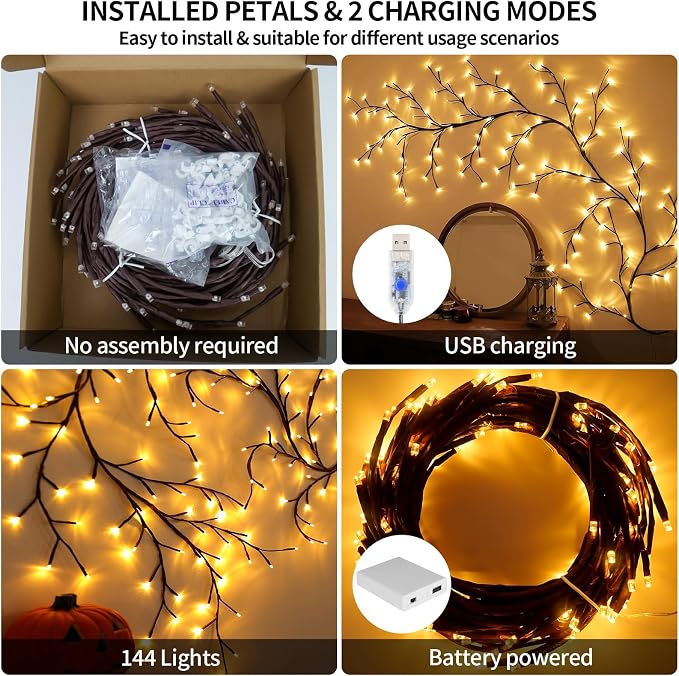 7.55FT 144LED 2PCS Brown USB Tree Branch Lights - Image 4