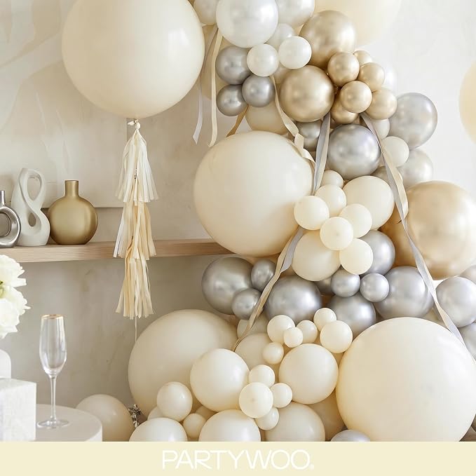 PartyWoo Beige Balloons 140pcs Cream Ivory Color 18 12 10 5 Inch | Balloons - Image 8