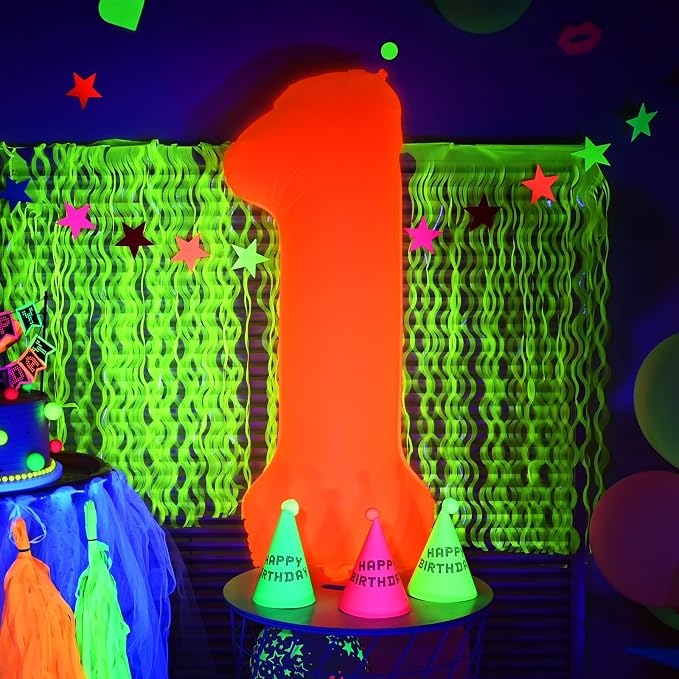 Mega-L Glow in The Dark Party Supplies, 40 Inch Orange Number 8 Balloon | Glow - Image 3