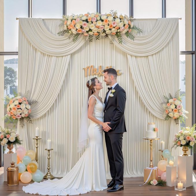 50ftx10ft Wrinkle Free Beige Backdrop Curtains - Image 6