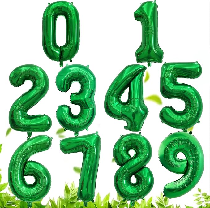 Number Balloons Green Party Balloon - Image 7