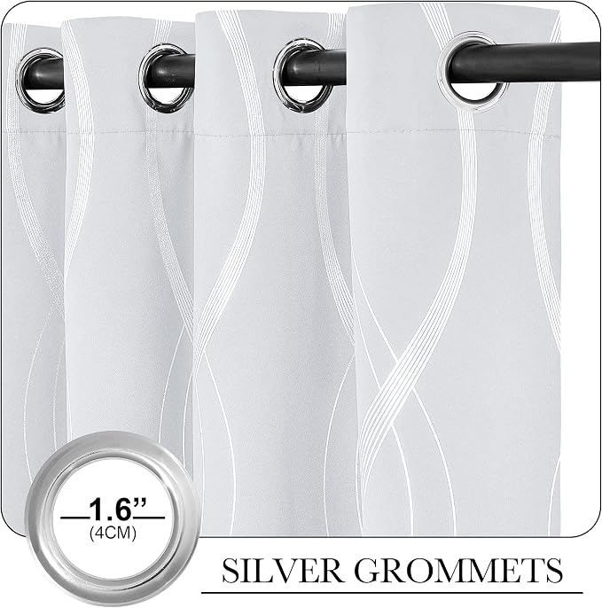 NICETOWN Greyish White Blackout Curtains - Image 3