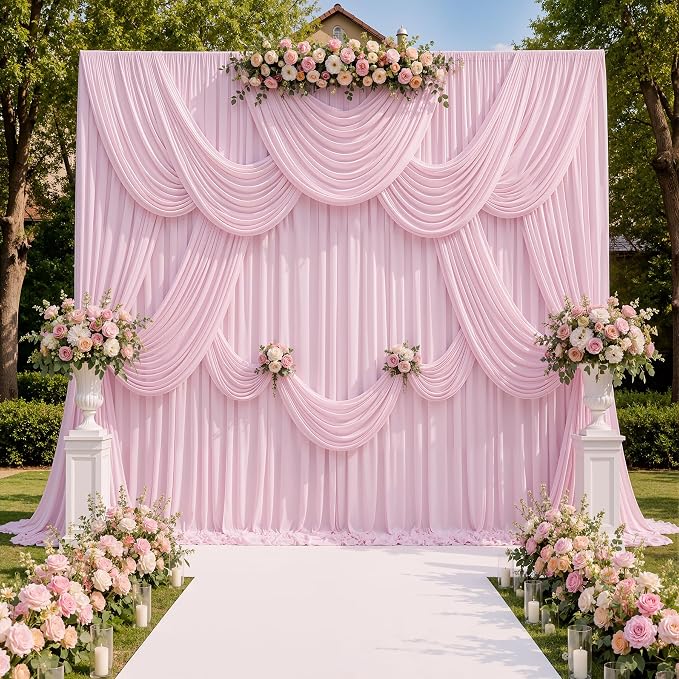 20ftx10ft Wrinkle Free Light Pink Backdrop Curtains - Image 2