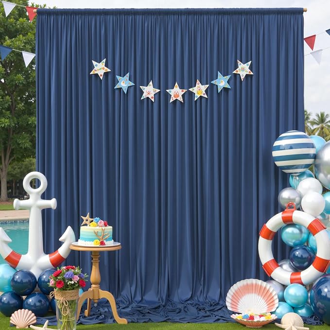 60ft×12ft Wrinkle Free Navy Blue Backdrop Curtain - Image 6