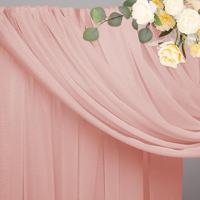 Blush Wedding Arch Draping Fabric Backdrop Drapes Sheer 6 Panels | 28.7"x20FT - Image 4