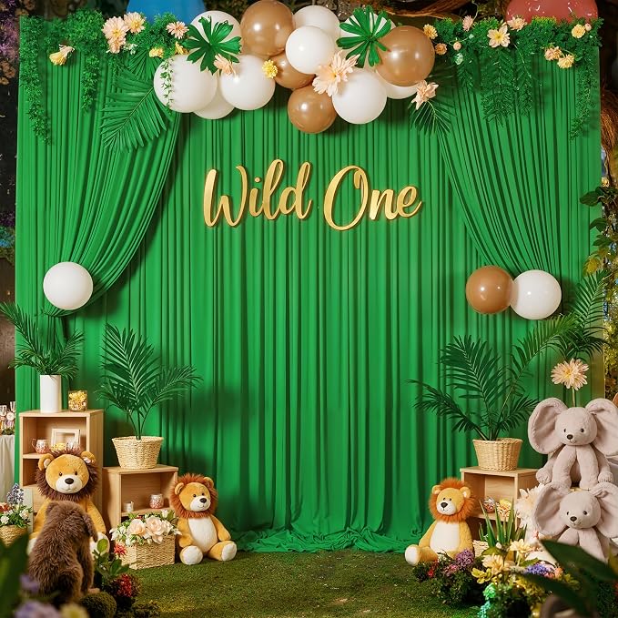 10 ft x 10 ft Wrinkle Free Green Backdrop Curtain by Outpain