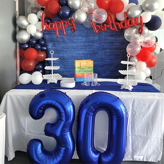 Navy Blue Number 3 Balloon, 40In Large Dark Blue Foil Number Balloons Set 0-9 - Image 4
