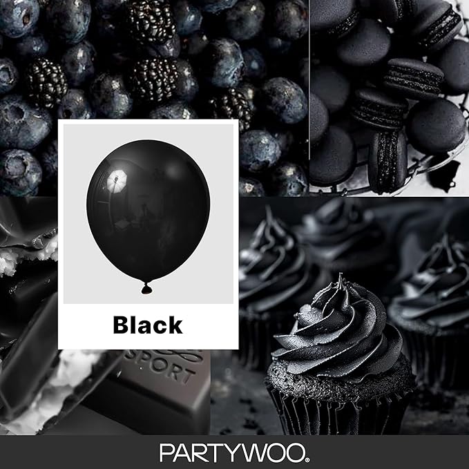 PartyWoo Black Balloons 155pcs Different Sizes of 18 12 10 5 Inch | Balloons - Image 2