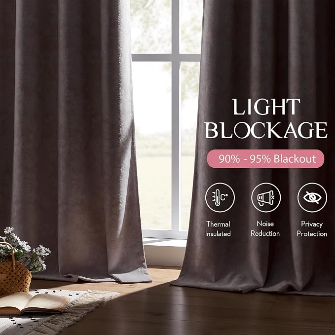 Beauoop Pink Floral Jacquard Blackout Curtains - Image 3