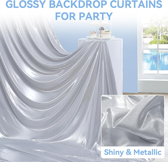 gogoparti 10x10FT Silver Sequin Backdrop Curtain - Image 3