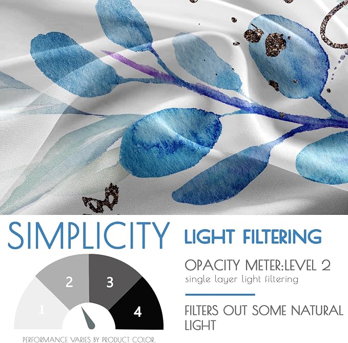 Blue Eucalyptus Leaves Kitchen Curtains Watercolor Plant Floral Curtains 39 - Image 4
