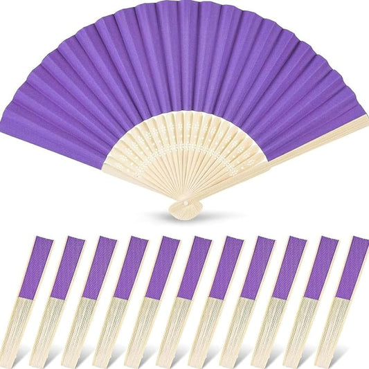 JOHOUSE 12 PCS Purple Paper Fans Handheld, 8.3 Inch Foldable Hand Fan | Purple by JOHOUSE