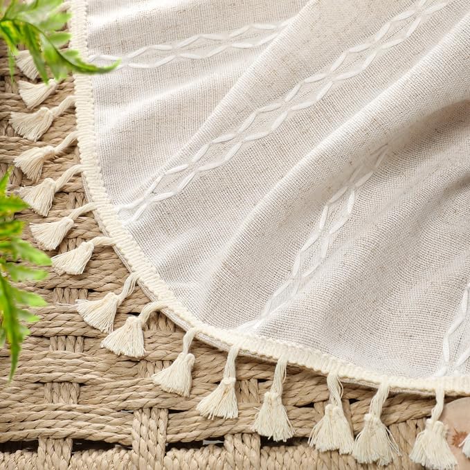 Ivory 100% Boho Blackout Curtains 90 Inch 2 Panels - Image 4