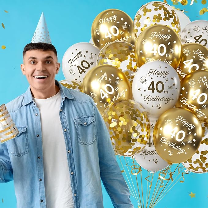 White Gold 30th Birthday Balloons Pack of 15 Men Women Happy 30th Birthday - Image 4