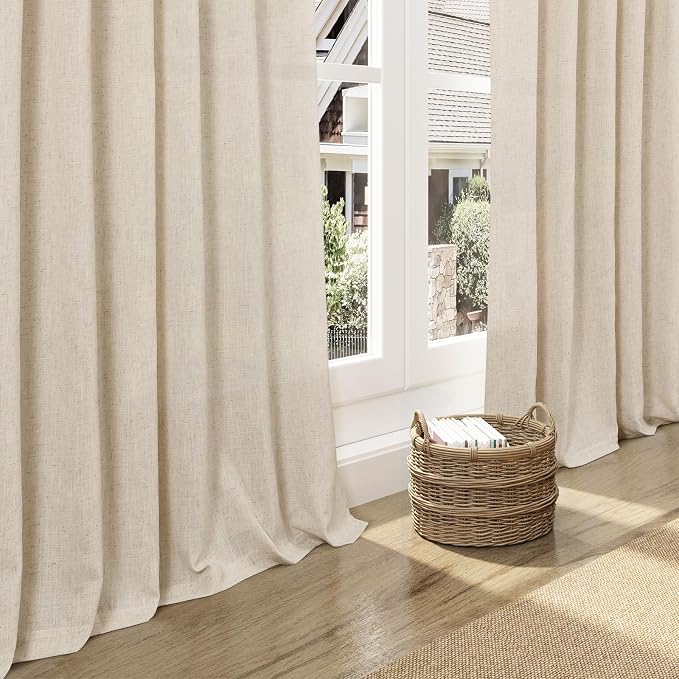 Cream Beige Linen Curtains 84 Inches Long - Image 5