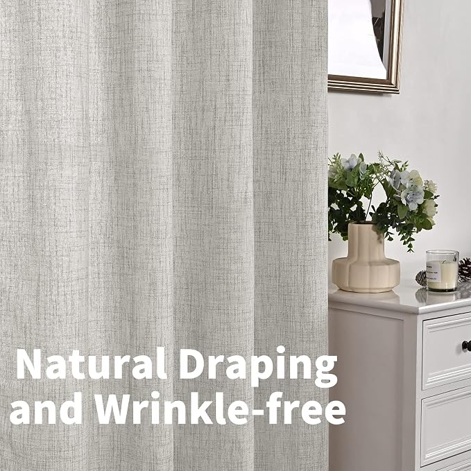 YoungsTex Light Grey Linen Curtains 48 Inch Length, Short Light Filtering - Image 7