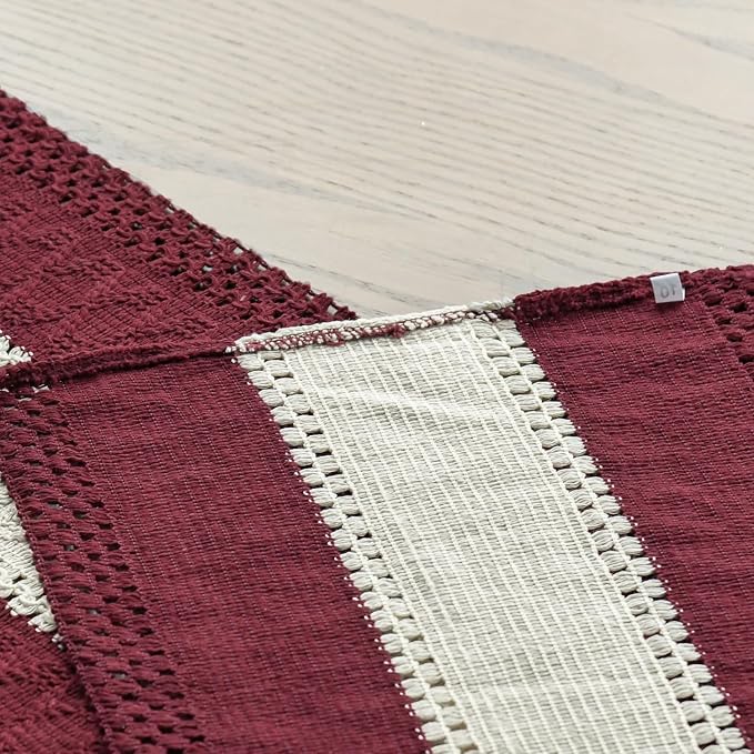 Artoid Mode Red Farmhouse Woven Table Runner 12x36 Inch | Holiday Rustic - Image 5