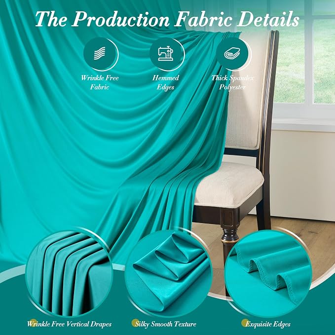 10 ft x 30 ft Wrinkle Free Turquoise Backdrop Curtain - Image 5