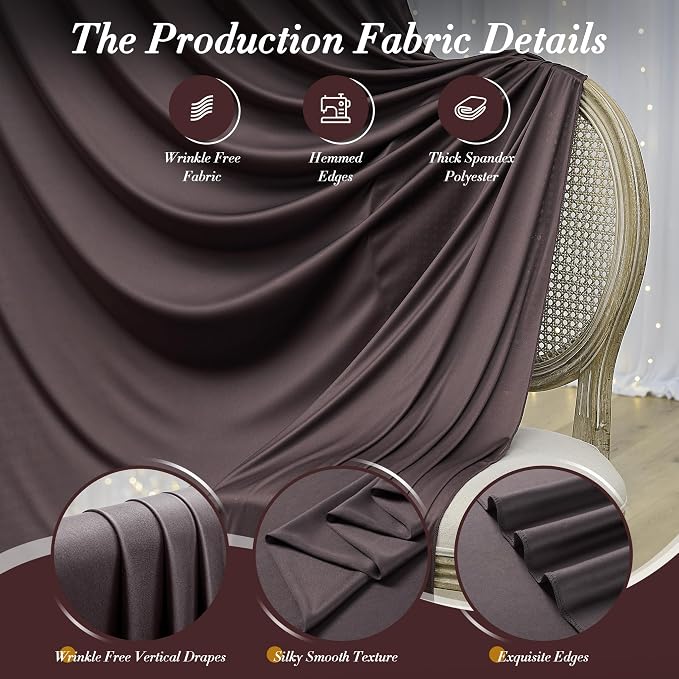 10 ft x 10 ft Wrinkle Free Brown Backdrop Curtain - Image 6