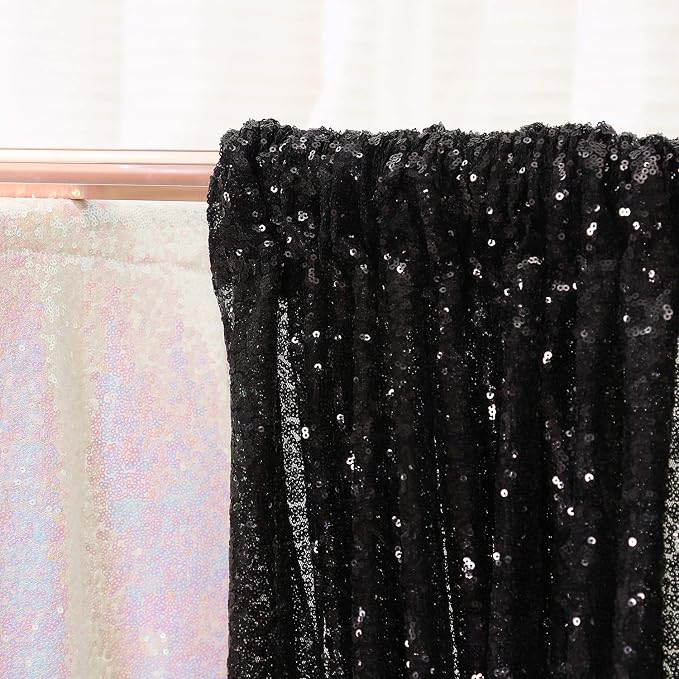 Poise3EHome 6FT x 8FT Black Sequin Photography Backdrop Curtain - Image 4