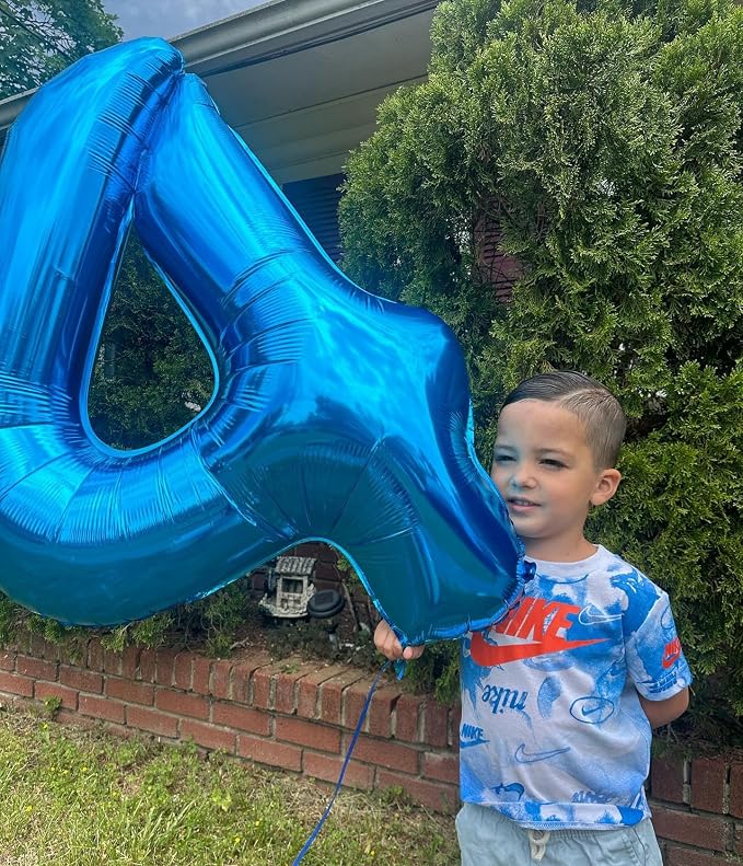 Blue Number 4 Balloon 40 Inch - Image 3
