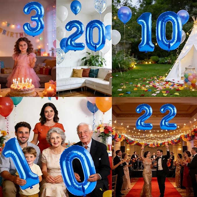 40 Inch Number 3 Balloons for 3rd Birthday Party Decorations, 0-100 Dark Blue - Image 7