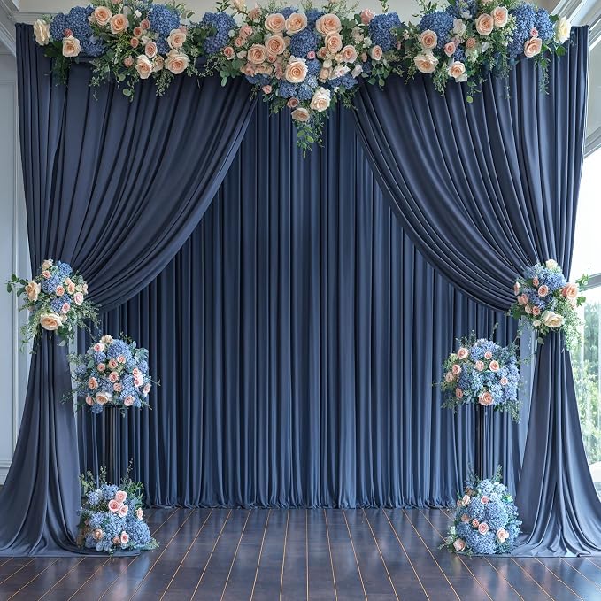 6 Panels Navy Blue Backdrop Curtains - Image 3