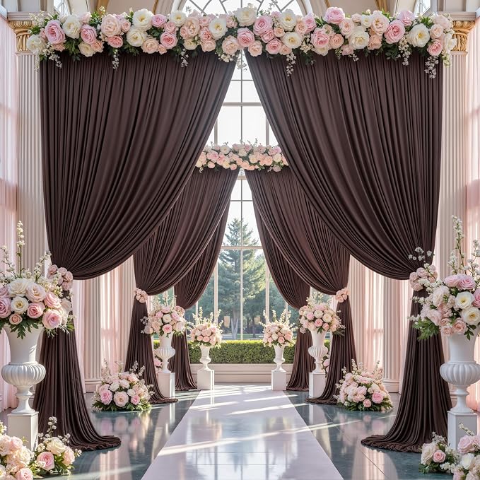 20×12ft Wrinkle Free Brown Backdrop Curtain - Image 3