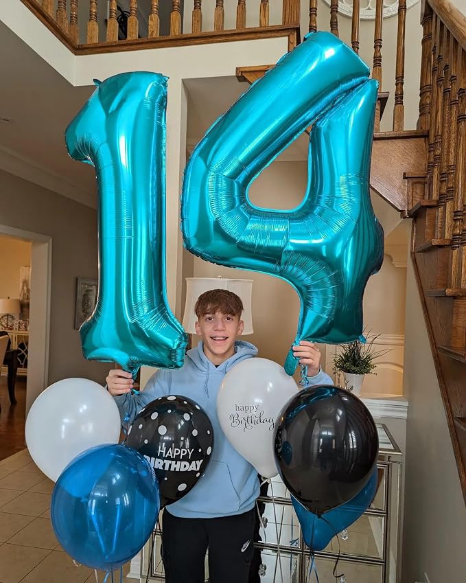 Light Blue Number 1 Balloon 40 Inch, 1st Birthday Decorations Men Women | Foil - Image 7