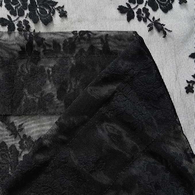 Kotile Black Sheer Lace Curtains - Image 8