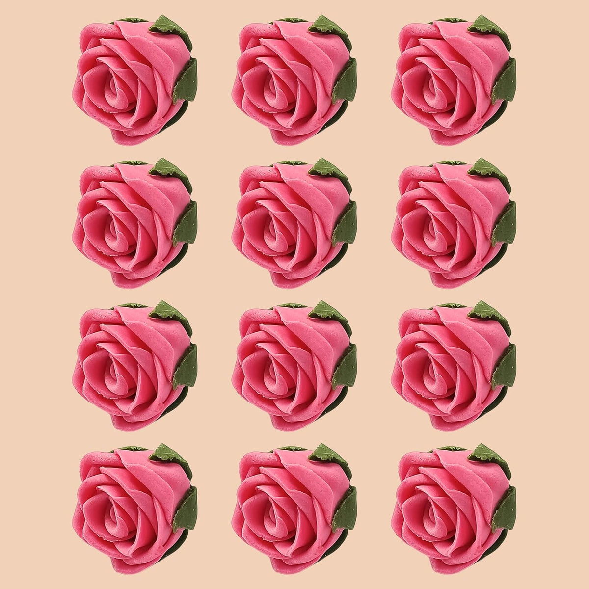 Confect Edible Pink Flamingo Rose Toppers – Edible Roses for Cake Decorating – Vibrant Floral Toppers for Desserts-Vegan, Gluten-Free, Nut-Free, Soy-Free, Dairy-Free, Palm Oil-Free - Pack of 12