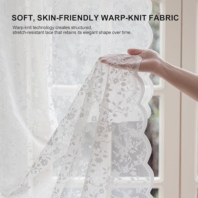 Anmao Vintage Lace Sheer Curtains 84 Inches Long - Image 5