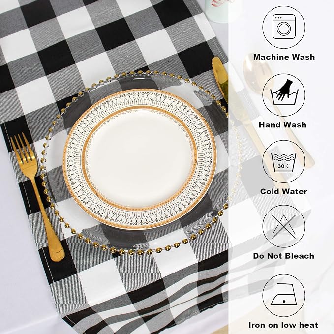 ShinyBeauty 4 Pack Checkered Table Runners - Image 4