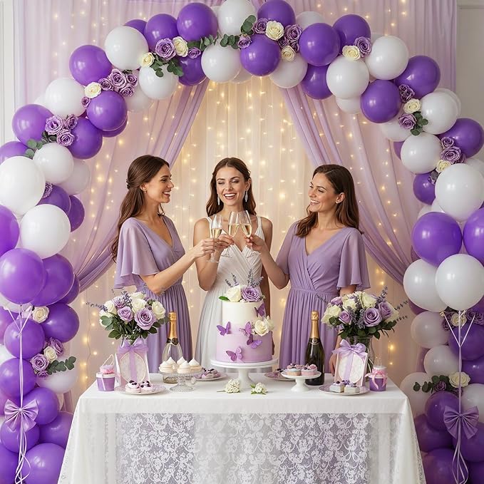 LOVESTOWN 110 PCS Purple Balloons, 12 Inch Bright Purple Latex Balloons | - Image 2