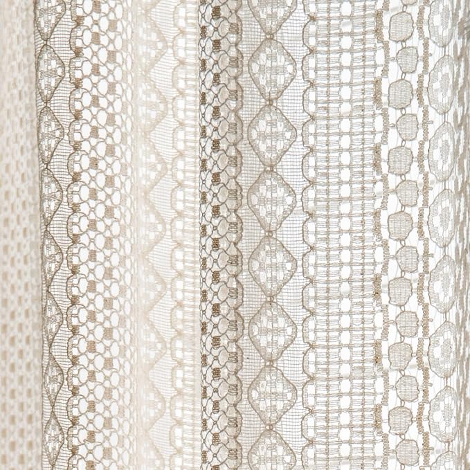 Sutuo Home Beige Boho Lace Sheer Curtains 84 inches Long, Crochet Macrame - Image 4