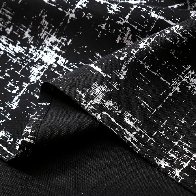 Taisier Home Silver Foil Print Linen Textured Curtains Geometric Dots Pattern - Image 7