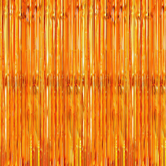 Crosize 3 Pack 3.3 x 9.9 ft Orange Foil Fringe Glitter Curtains Party Decorations, Tinsel Backdrop for Parties, Door Streamers for Birthday, Photo Booth Backdrops, Party Decor