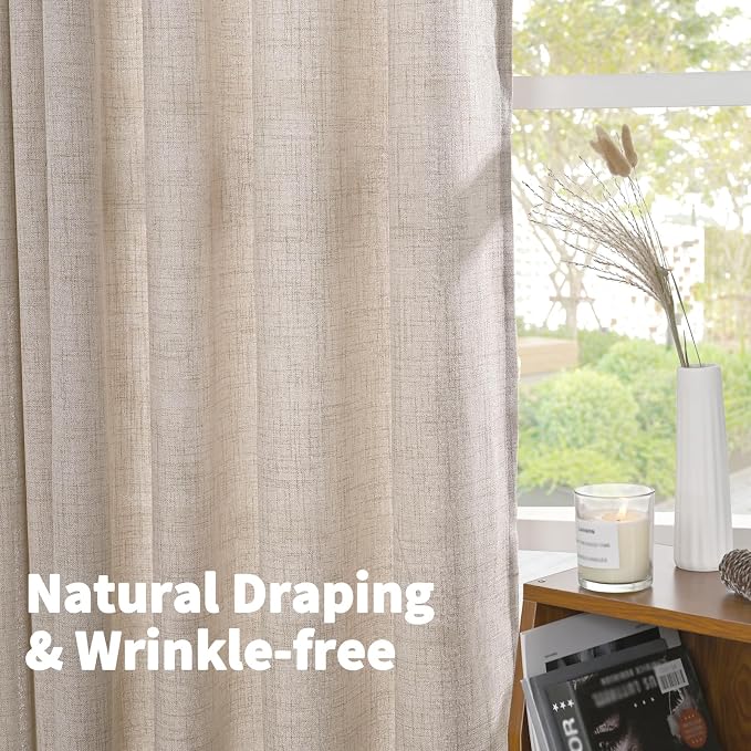 YoungsTex Natural Linen Curtains 72 Inch Long 2 Panels - Image 6