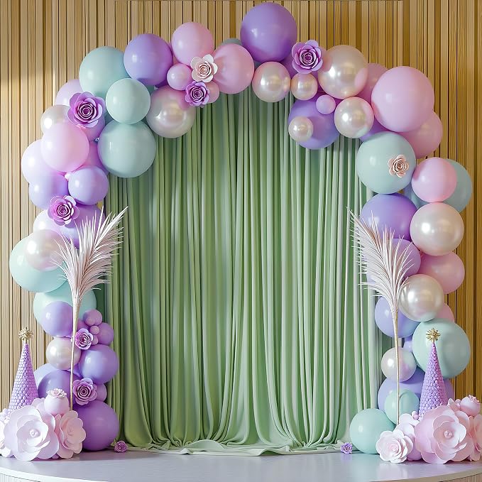 Sage Green Backdrop Curtain for Parties Backdrop Drapes 10x10FT | Wrinkle Free - Image 6