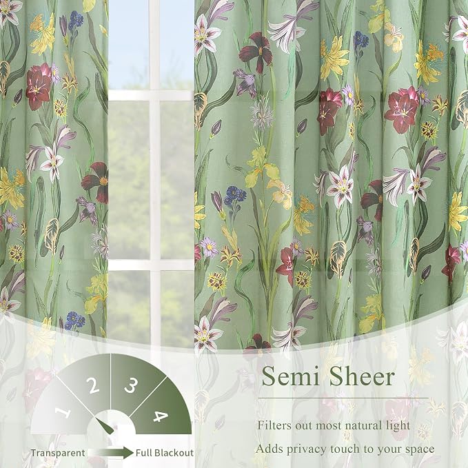 Schweek Floral Curtains 84 Inches Long 2 Panels - Image 3