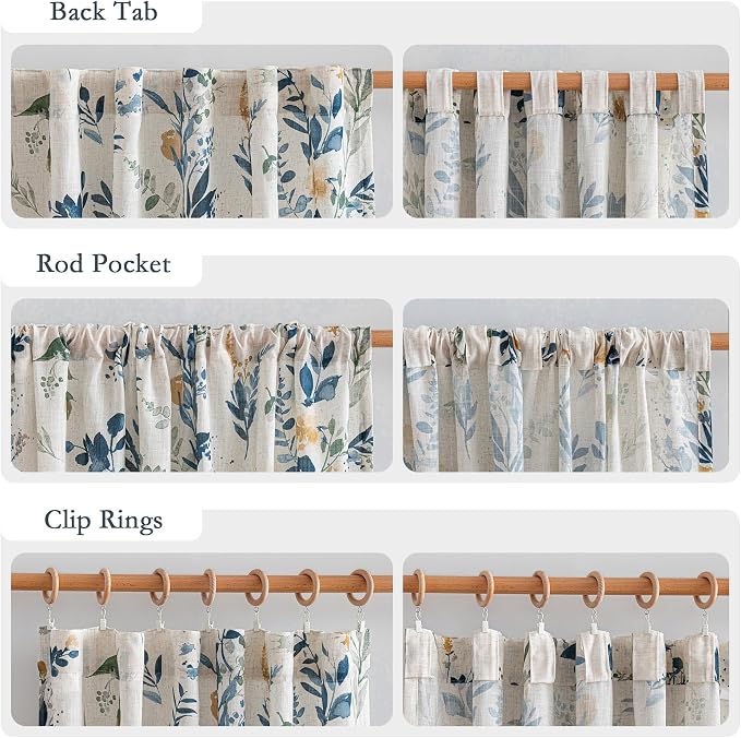 MYSKY HOME Floral Linen Curtain 1 Panel - Image 3