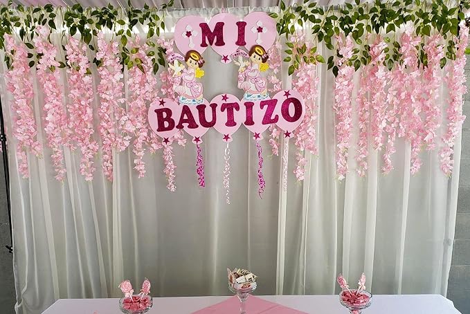 Artificial Wisteria Hanging Flowers Fake Wisteria Flower Garland Silk Vines - Image 6
