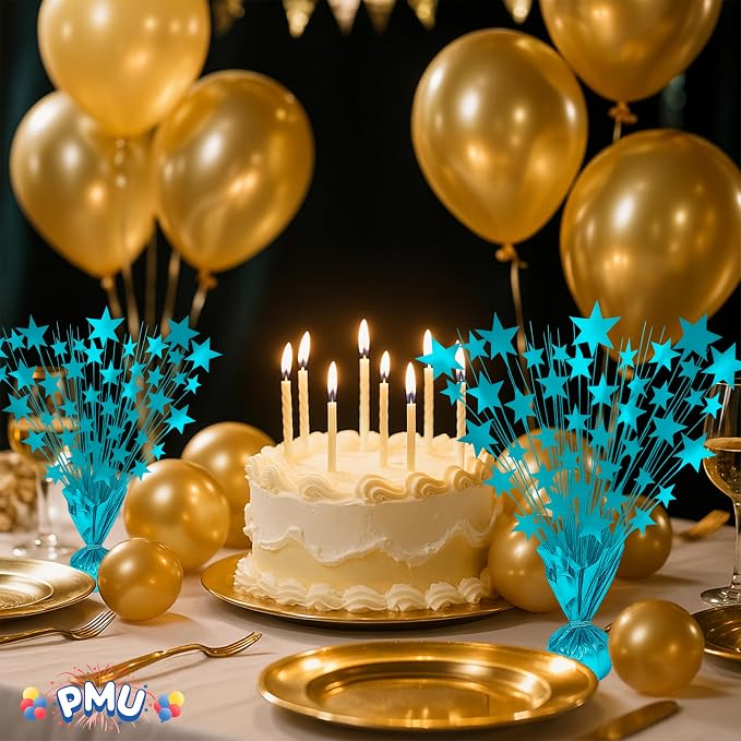 PMU 6 Pack Bursting Star Metallic Foil Spray Centerpiece-Baby Blue Prismatic - Image 5