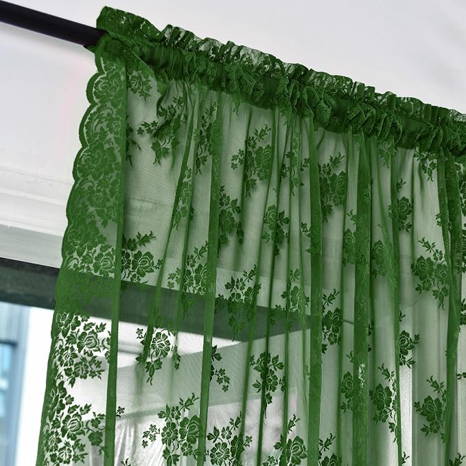 Kotile Emerald Green Lace Curtains - Image 3